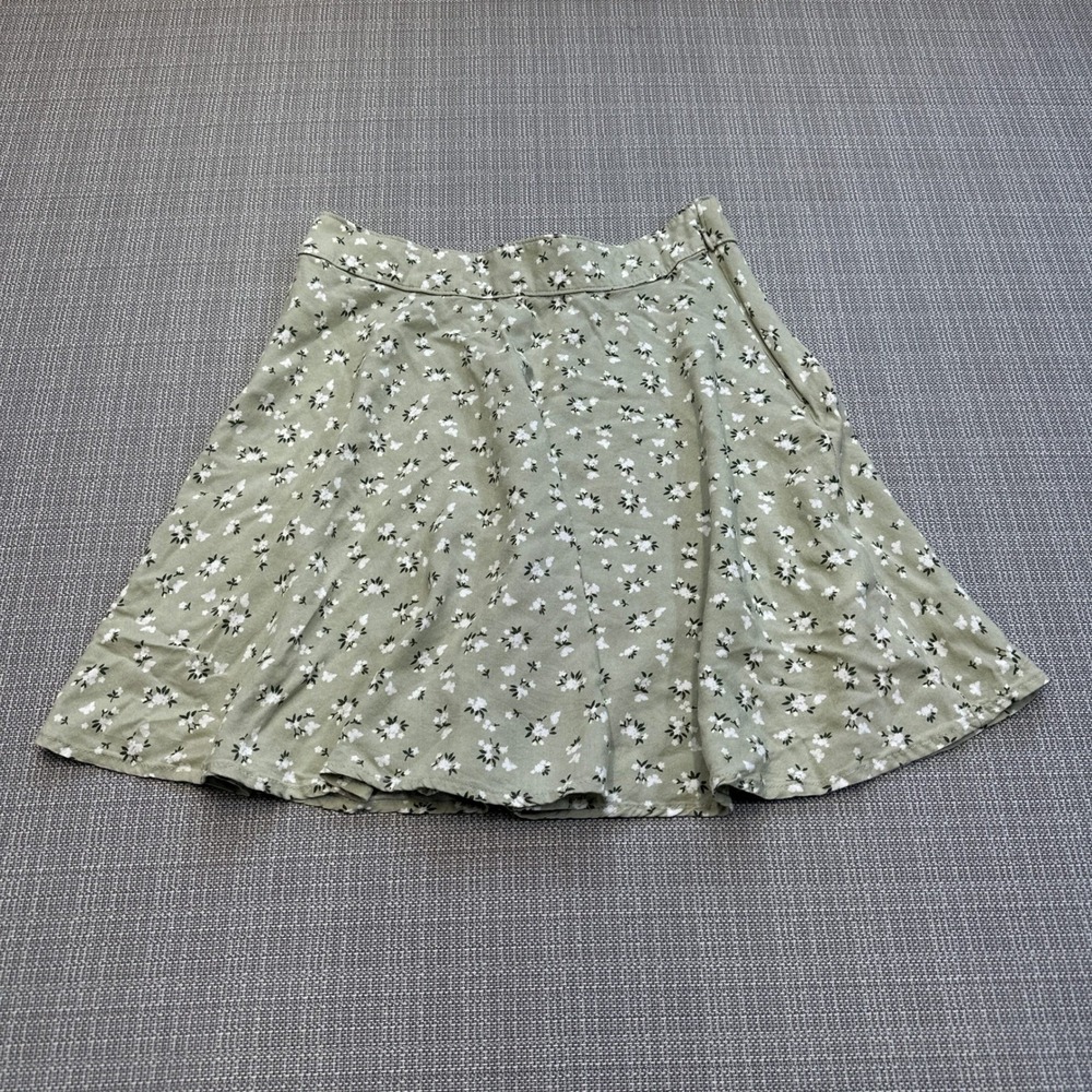 Coquette Cottagecore Floral Skater Mini Skirt Medium Sage Green Hollister